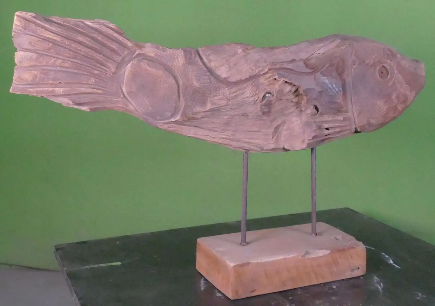  Product image 6 of the product “Carved fish wood on stand made from teak root pieces ”